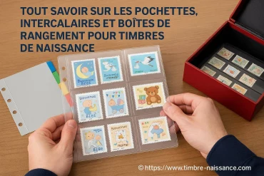 Tout savoir sur les pochettes, intercalaires et boîtes de rangement pour timbres de naissance
