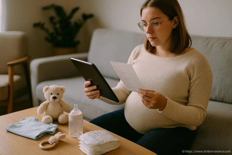 Femme enceinte prépare liste pour bébé