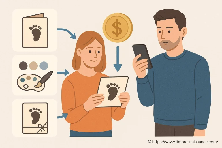 Création et vente de cartes de naissance personnalisées