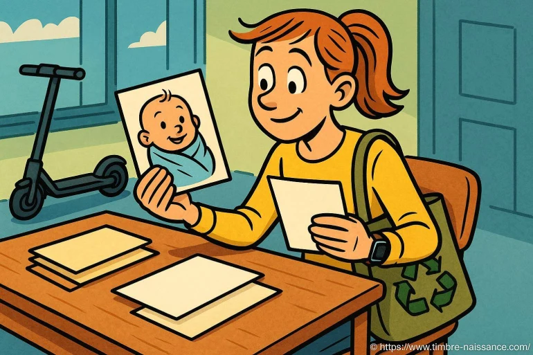 Femme regardant photo de bébé