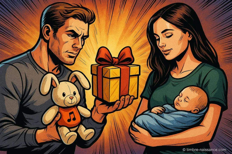 Couple offrant cadeau à bébé