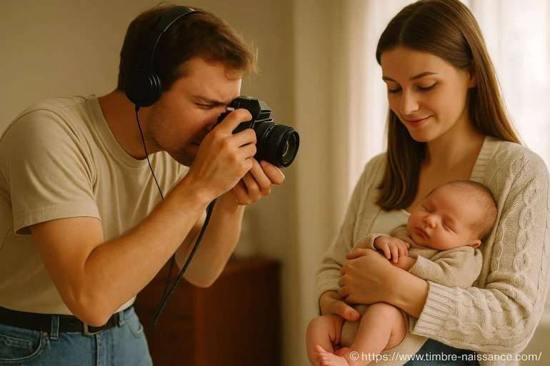 Photographe prenant en photo un bébé endormi