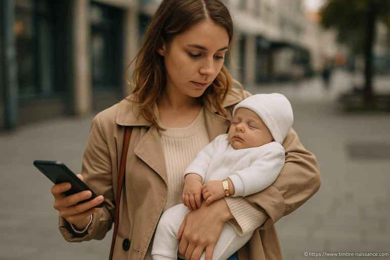 Jeune mère tenant son bébé endormi