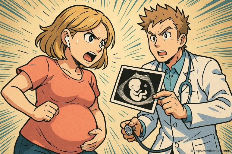 Femme enceinte en colère avec médecin