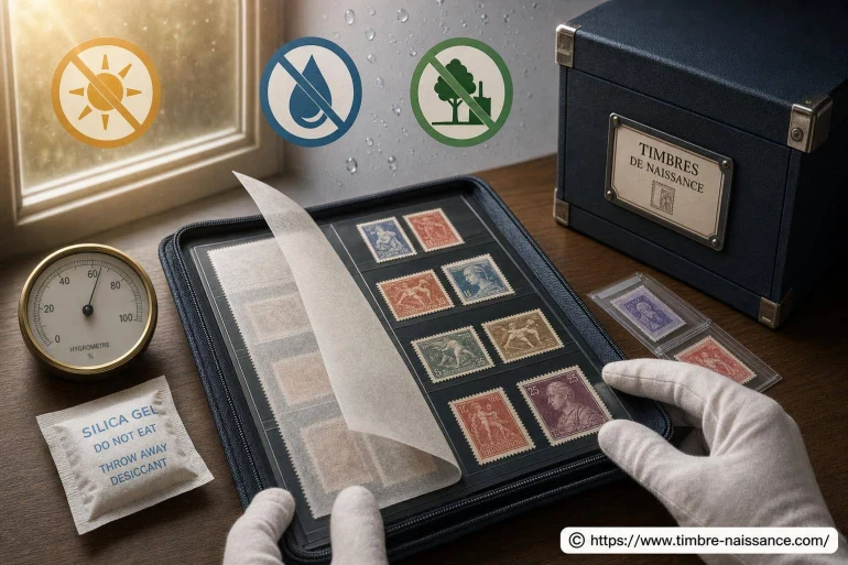 Protéger ses timbres de naissance de la lumière et de l’humidité
